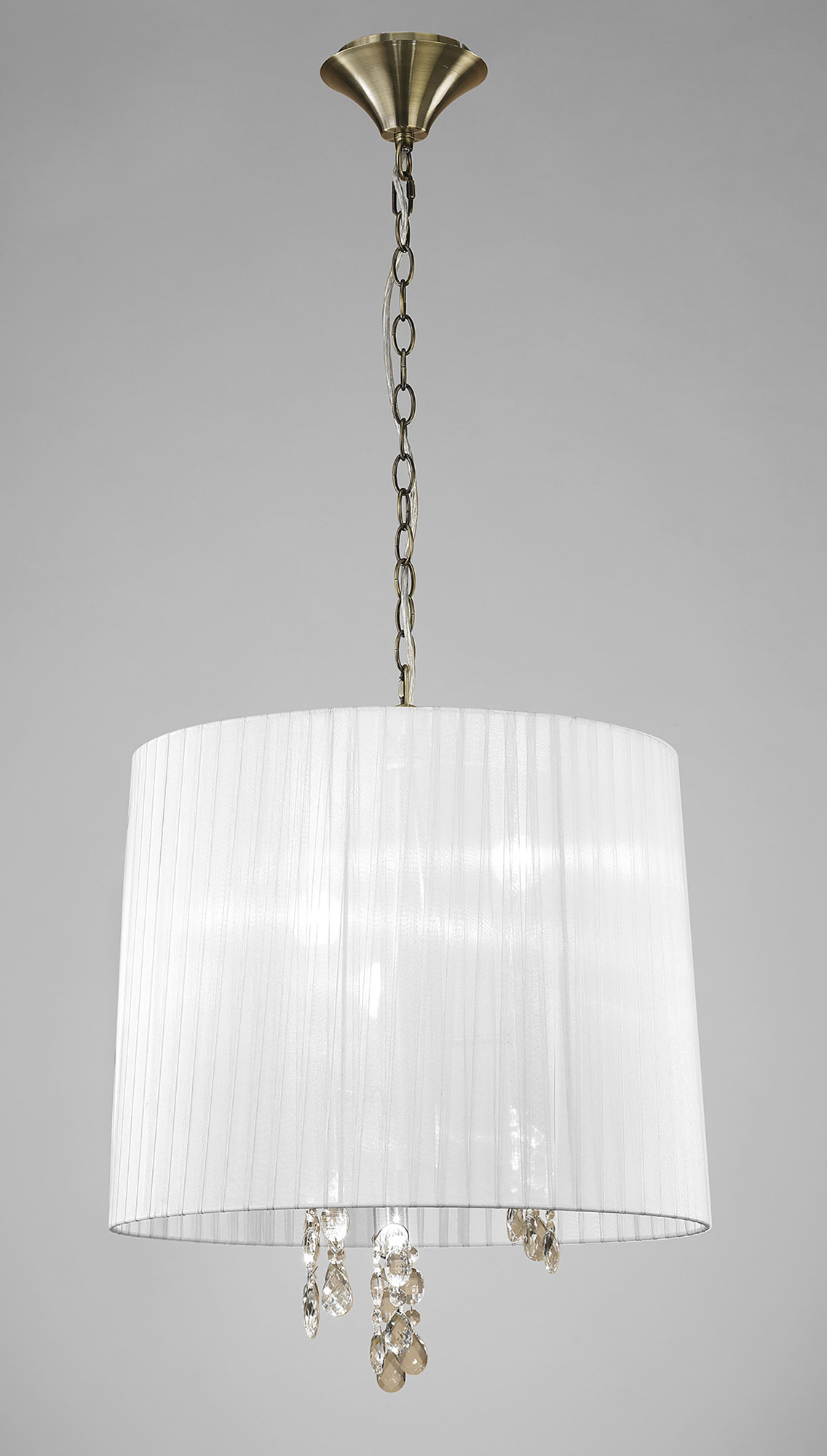 Tiffany Antique Brass-White Crystal Ceiling Lights Mantra Shaded Crystal Fittings